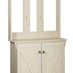 Saint Birch Hawksbury 2-Door Farmhouse Wood Hall Tree & Cabinet Antique  White