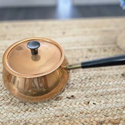 Copper Pan With Lid And Handle Made In Portugal