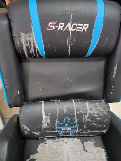 S-Racer black and blue PU leather gaming chair FREE