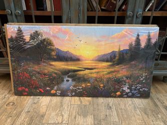 New!✨ pretty 20x40 wildflower landscape canvas wall art