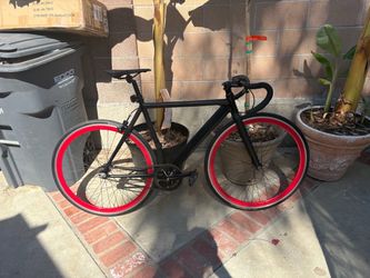 Fixed Gear Track Bike Black with Red Rims