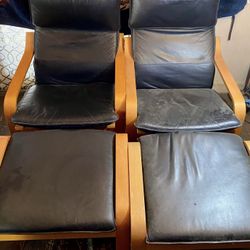 IKEA PONG ARMREST CHAIRS WITH OTTOMAN 