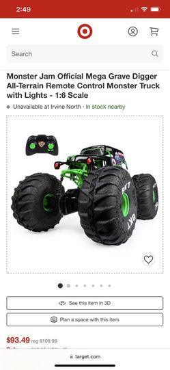 Monster Jam, Official Mega Grave Digger All-Terrain Remote Control Monster  Truck