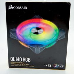 NEW Corsair iCUE QL140 RGB 140mm PWM Dual Fan Kit w Lighting Node CORE Black