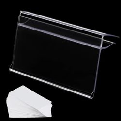 Glass Shelf Label Holders 43 pcs with Inserts Fits 1/4" to 3/8" Glass Shelving