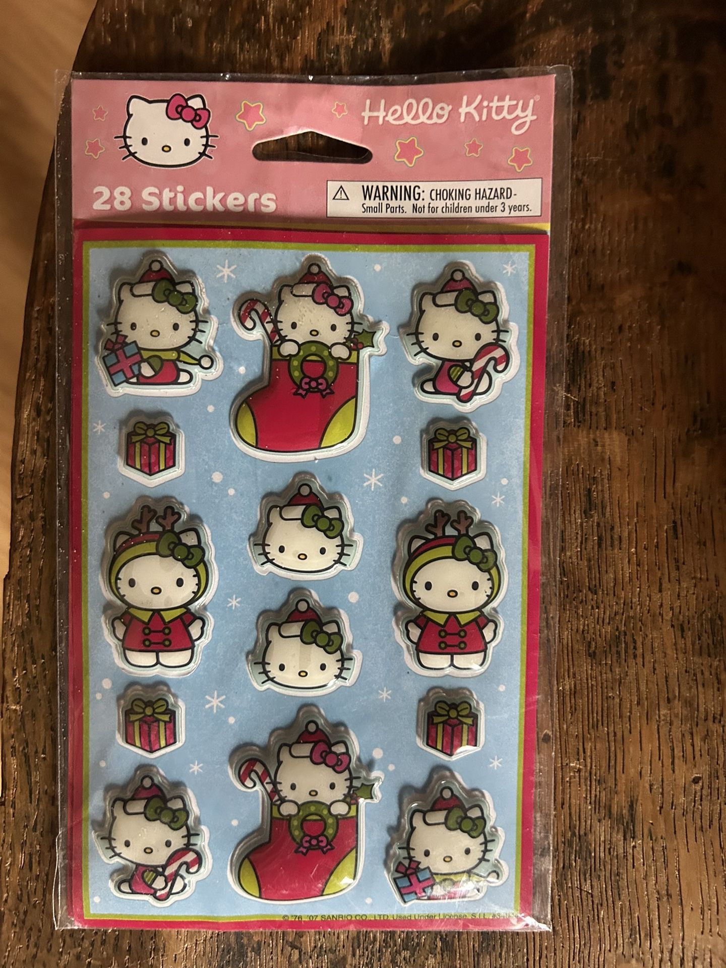 2008 SANRIO CHRISTMAS HELLO KITTY PUFFY STICKERS 28 STICKERS 1 SHEET SEALED