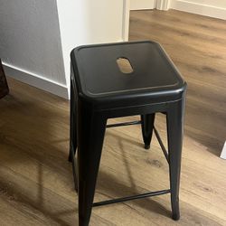Black metal bar stools (set of four)
