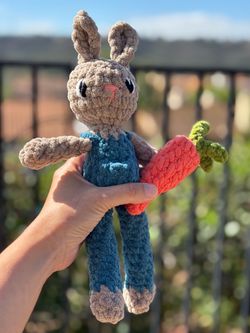 Custom Boy Bunny 🐰 and Goose in Pink Hat plushie