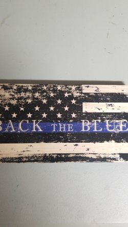 Rustic Back the Blue Wreath Sign
