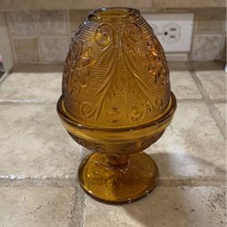 Vintage Indiana Glass Amber Tiara Fairy Lamp
