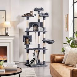 Dark Gray And White Cat Tree 615061