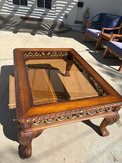 Heavy Duty Large Carved Decorative Coffee Table