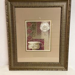 Formal Glass Framed Victorian Vase Picture 