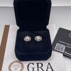 VVS1 Moissanite Halo Earrings 