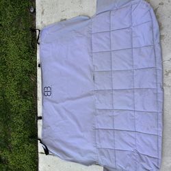 Light gray back seat cover for dogs