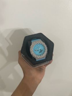 Blue iced out G-shock