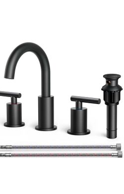 FORIOUS FB-0300B 2 Handle High Arc Widespread Sink Faucet - Black