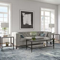 2 Pcs Hailey Home Hera 20.00-Inches W x 22-Inches H Blackened bronze Glass Square Modern End Table