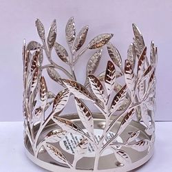 Bath Body Works Single Wick Candle Holder Silver Metal Leaf