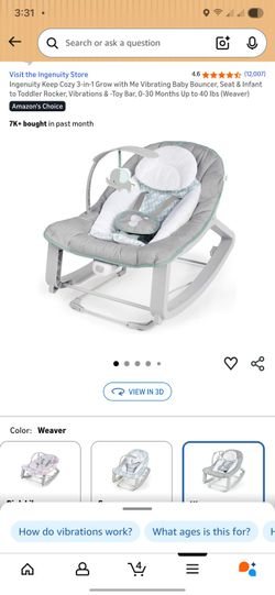 Ingenuity Keep Cozy 3-in-1 Grow with Me Vibrating Baby Bouncer, Seat & Infant to Toddler Rocker, Vibrations & -Toy Bar,