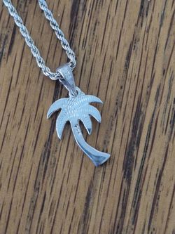 Silver Palm Tree Pendant Necklace
