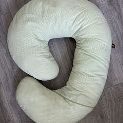 Leachco Snoogle Mini Original │ Pregnancy/Maternity Compact Side Sleeper │ with a Polyester/Cotton Sham-Style Removable Cover - Sage/White dot