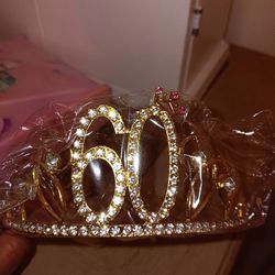 Tiara, 60th Birthday, Gold With Beads