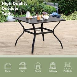 Brand New--37" Metal Steel Slat Patio Dining Table Square 