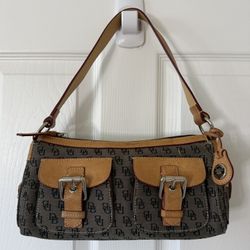 Dooney & Bourke tan brown shoulder bag with charms..