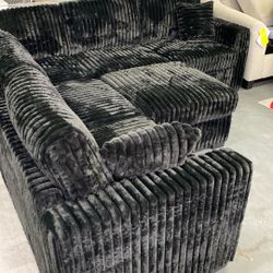 New Black Corduroy Sectional With Free $199 Ottoman Included When Mention This Ad. Can Deliver Today $99 