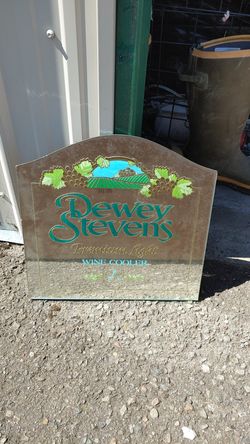 Dewey Stevens wine cooler mirrored bar beer sign
