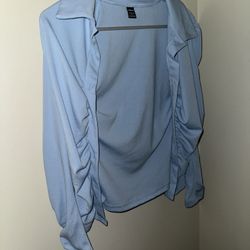 Blue Ruched Dress Top - Size Small 