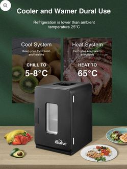 Mini Fridge Cools & Heats, 15 Liter Refrigerator with AC/DC Power, Car Fridge, Makeup Skincare Fridge