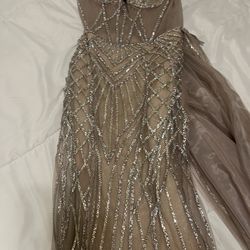 Rose Gold Long Fancy Dress Size 10