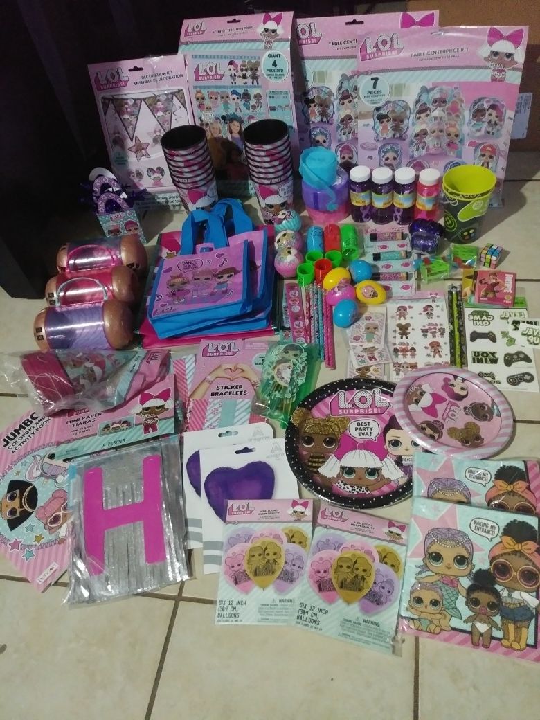Huge lot of lol birthday party supplies
