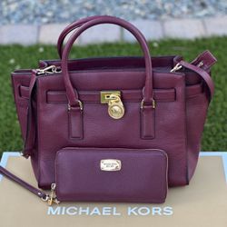 Michael Kors East West Hamilton Satchel with Wallet (EUC)/Set MK en excelente condicion
