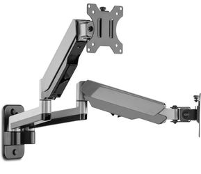 Dual 13"-32" Monitor Wall Mount fits Two Flat/Curved Computer Screen Full Motion Swivel Tilt Rotatio