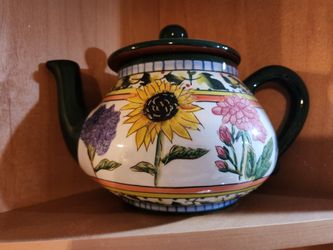 Blue Ridge Designs NEW Floral Pottery Hand Painted Teapot- Gorgeous!