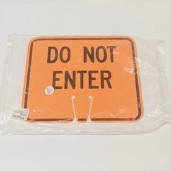 Do Not Enter 10.375” x 12.75” Traffic Cone Sign Cortina 03-550-DNEG ABS Plastic Orange NEW