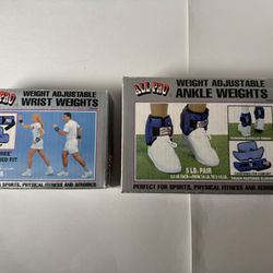 NIB All Pro  2.5 Lb Ankle Weights ( 5 Lb Pair )  2 Lb Wrist Weights ( 4 Lb Pair ) Adjustable Removable Inserts  9 Lbs Total 
