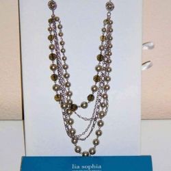 Lia Sophia Beaded Statement Necklace 