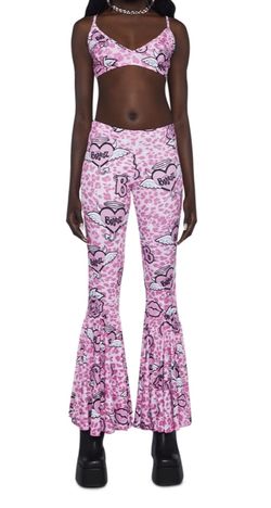 NEW DOLLSKILL X BRATZ collab 2 piece pink bellbottoms and bralette sleepwear set