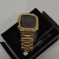 BAITEYOU Stainless Steel Watch Band with Case Compatible with Apple Watch Series SE 3 2 1/6 5 4 (44mm), Series 3 2 1(42mm), Metal Protective Bumper Ru