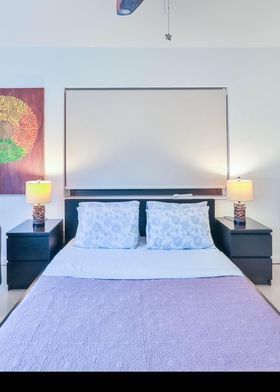 Set: Queen Bed With Basic Mattress and slatted base, 2...