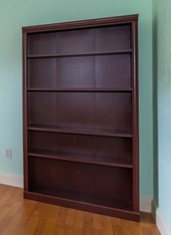 Reddish Brown Bookshelf - 5-Shelf Wooden Bookcase
