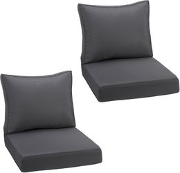  Premium Patio Chair Cushions 24x24 Outdoor Seat & Back Pillow Set - Charcoal Gray