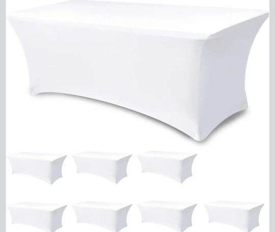 New 8 pack white Spandex Tablecloth 6ft