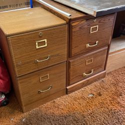 3) Two Drawer Wood Files 