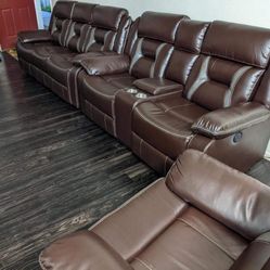 New Power Recliner Couch , Loveseat And Chair Only $50 Down Payment 