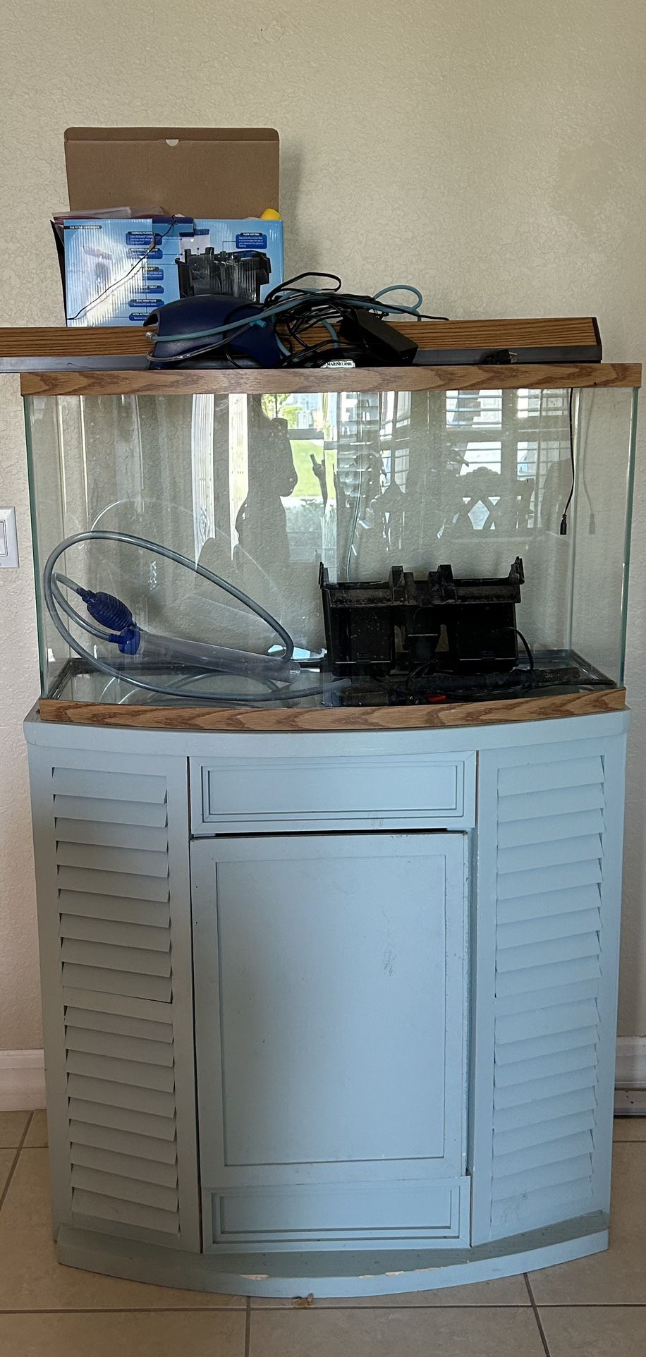 55 Gallon BowFront Fish Tank With Stand, Plus All The Accessories
